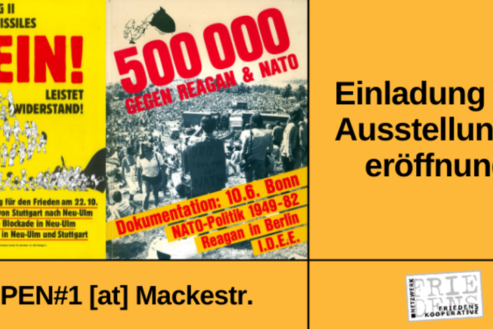 Ausstellungseröffnung am 30.08.2022 des Netzwerk Friedenskooperative zu den großen Friedensdemonstrationen der 80er in Bonn