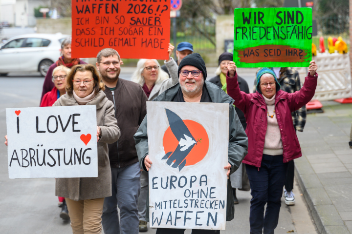 Die Kampagne für ein Europa ohne Mittelstreckenwaffen.
