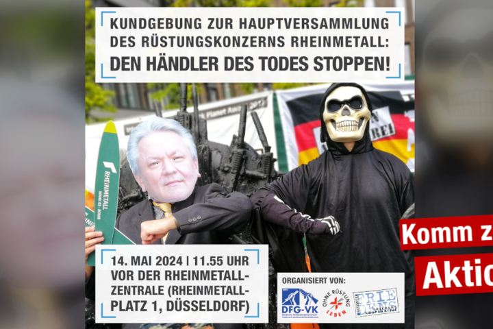 Kundgebung zur Hauptversammlung des Rüstungskonzern „Rheinmetall“ am 14. Mai 2024