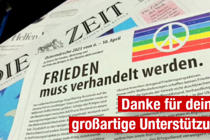 Ostermarsch-Anzeige 2023 in der taz erschienen