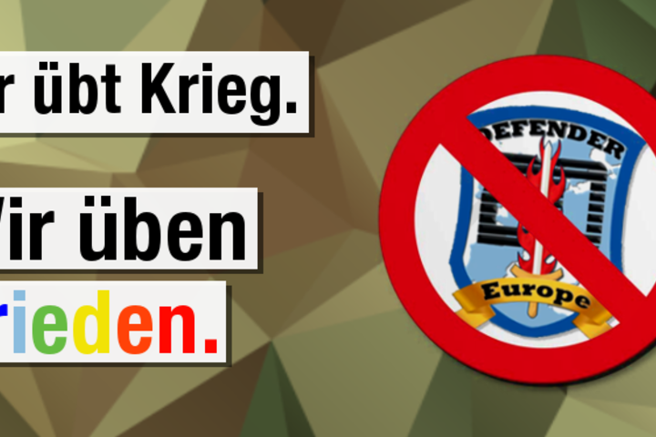 Protestaktionen gegen das Militärmanöver Defender 2020