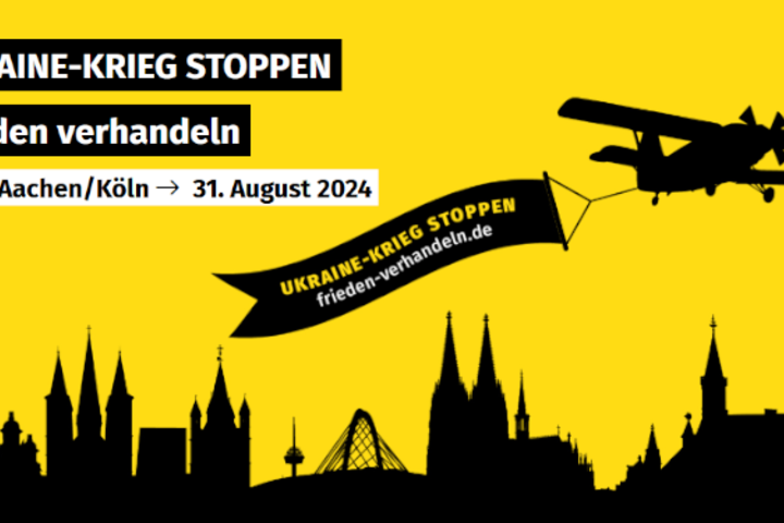 Netzwerk Friedenskooperative erhöht mit Flugzeugbanner-Aktion den Druck für Verhandlungen im Ukraine-Krieg