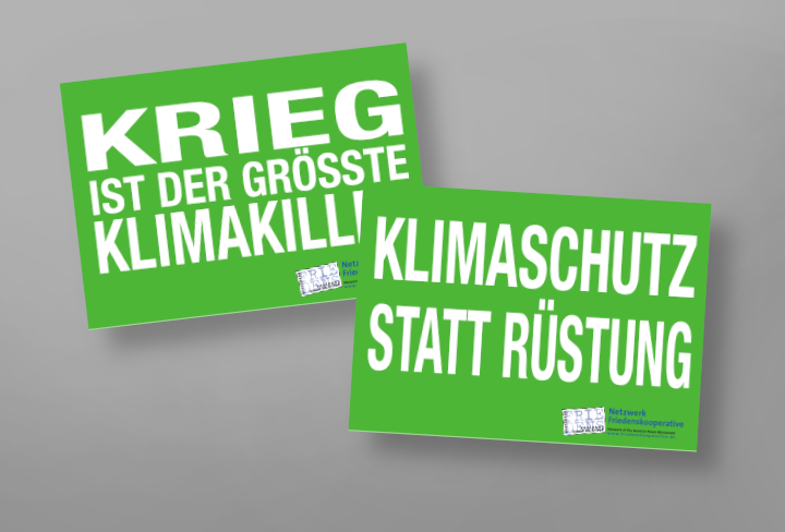 Aktionsschild: Klimaschutz statt Rüstung