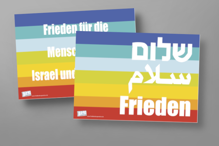 Aktionsschild Shalom-Salaam-Frieden